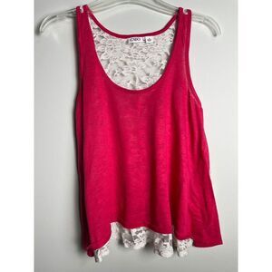 CATO Women's Lace Hot Pink Scoop Neck Tank Top